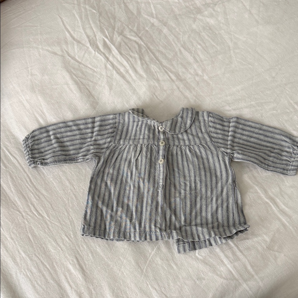 NICOLI Gray Striped Kids Blouse